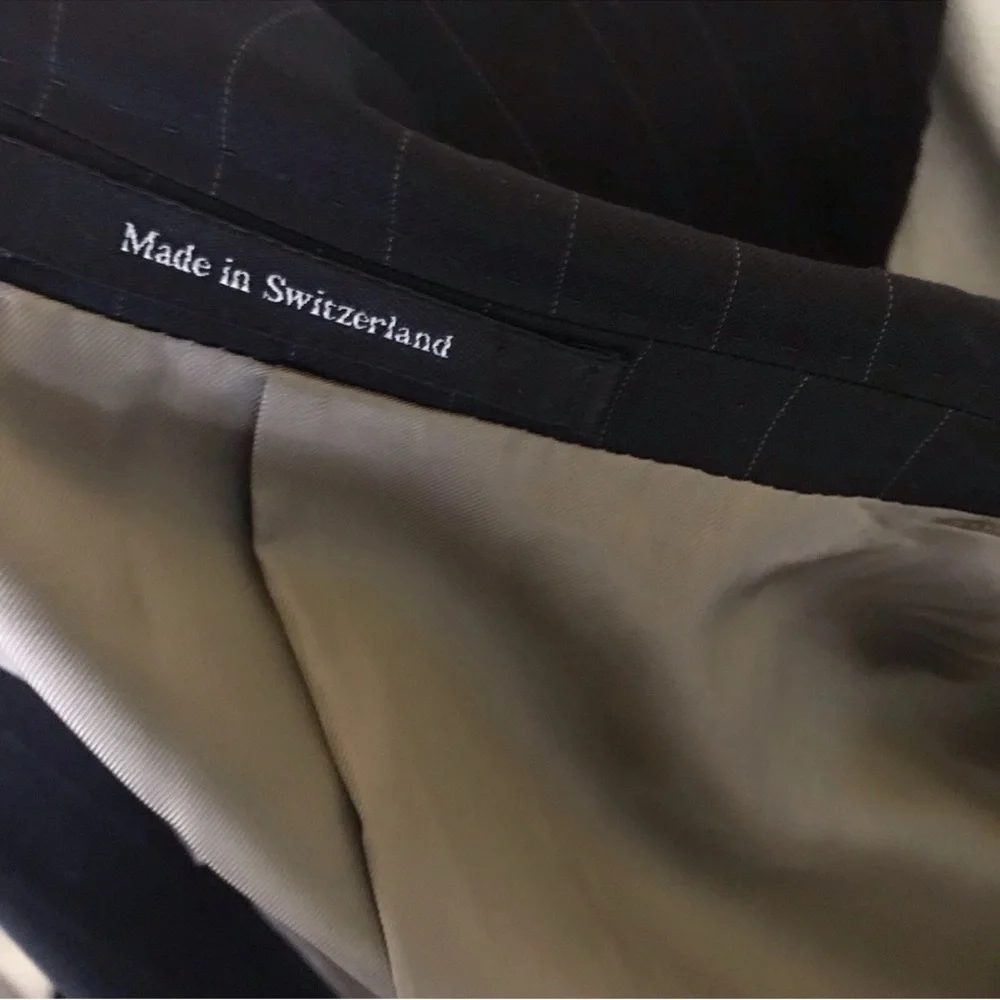 Ermenegildo Zegna Su Misura Wool Jacket Size 58C Black Pinstripe Switzerland